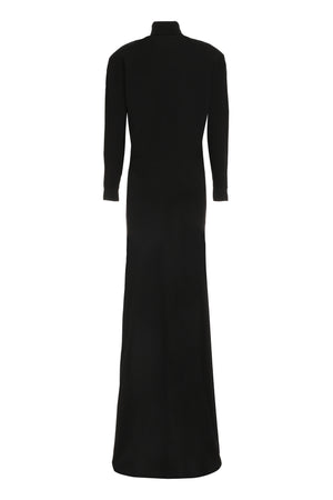 SAINT LAURENT Black Ribbed Cashmere Dress for Women - FW22 Collection