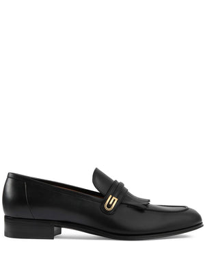 GUCCI Men's Black Leather Moccasin Shoes for SS23