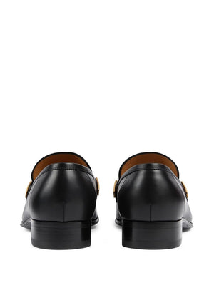 GUCCI Men's Black Leather Moccasin Shoes for SS23