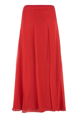 GUCCI Red Silk Midi Skirt with Wide Slit - SS23 Collection