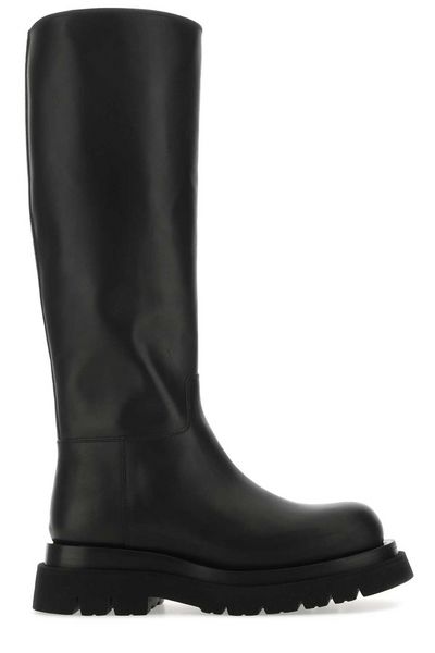 BOTTEGA VENETA Classic High Lug Boots for Women - Black Calfskin with Rubber Sole