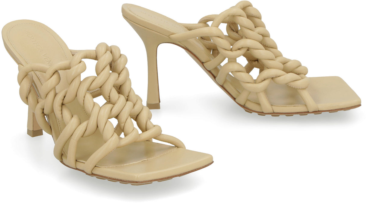 BOTTEGA VENETA Twisted Tubular Leather Sandals for Women in Beige