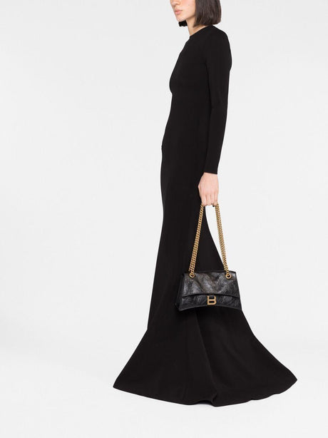 BALENCIAGA Women's Spring 2024 Petite Chain-Strap Black Calfskin Crossbody Handbag