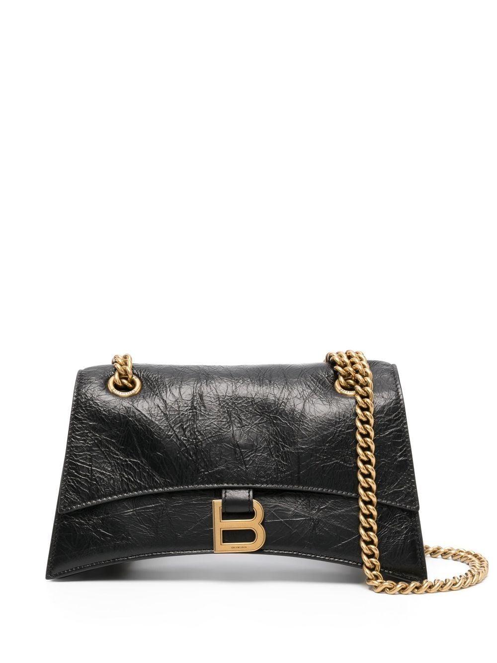 BALENCIAGA Black Crushed Calf Ag Crossbody Bag for Women