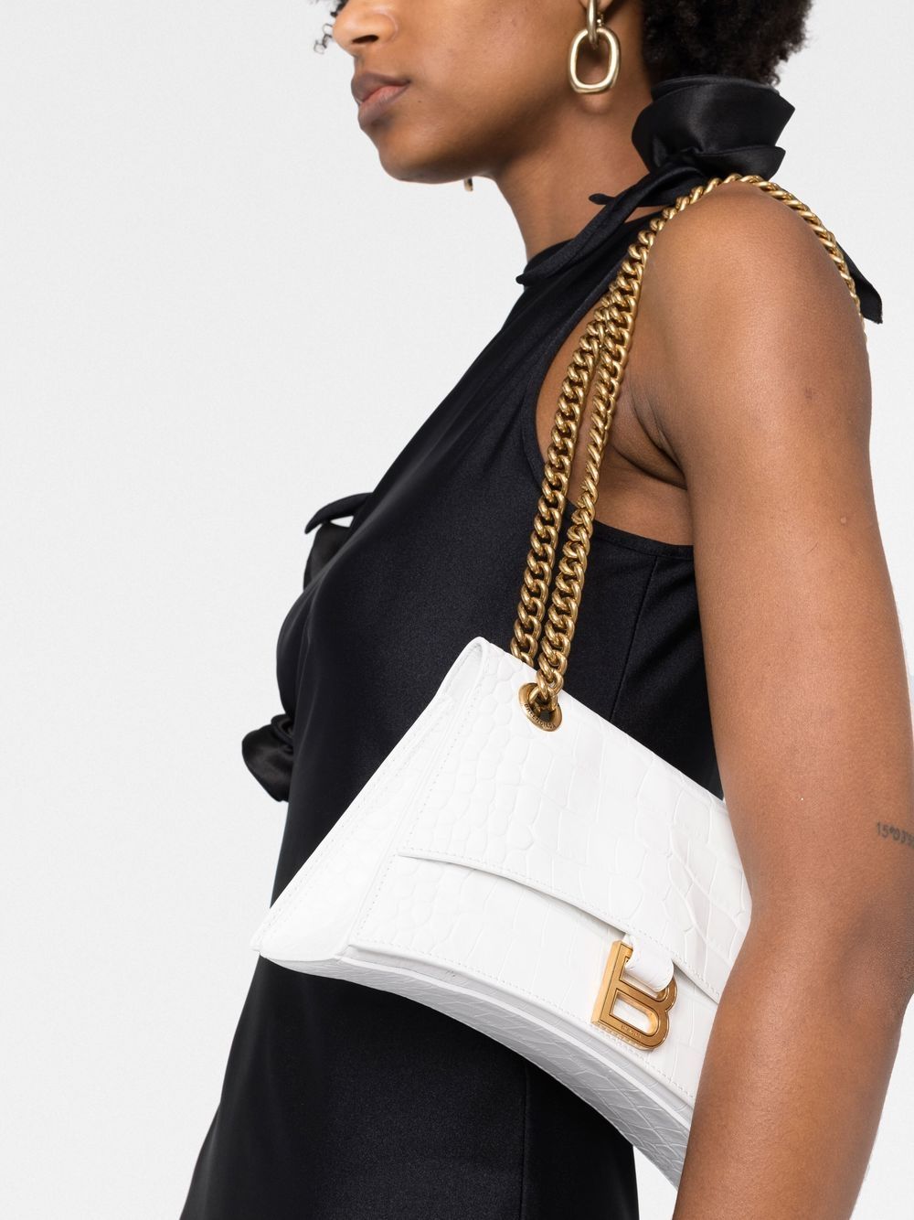 BALENCIAGA White Croc Crossbody Bag for Women - SS24 Collection