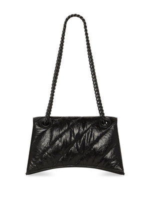 BALENCIAGA Quilted Crushed Calf BG Crossbody Handbag for Women - Black