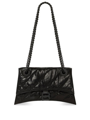 BALENCIAGA Quilted Crushed Calf BG Crossbody Handbag for Women - Black