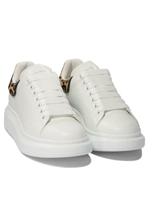 ALEXANDER MCQUEEN Oversize Elegance White Leather Sneakers with Leopard Print