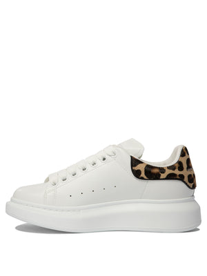 ALEXANDER MCQUEEN Oversize Elegance White Leather Sneakers with Leopard Print