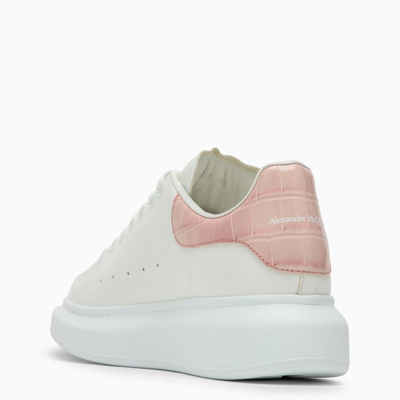 ALEXANDER MCQUEEN White and Clay Oversized Crocodile Effect Low-top Sneakers for Women