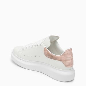 ALEXANDER MCQUEEN White and Clay Oversized Crocodile Effect Low-top Sneakers for Women