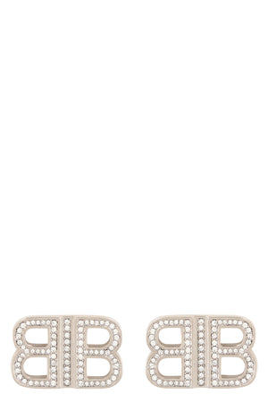 BALENCIAGA Mini Silver Rhinestone Earrings