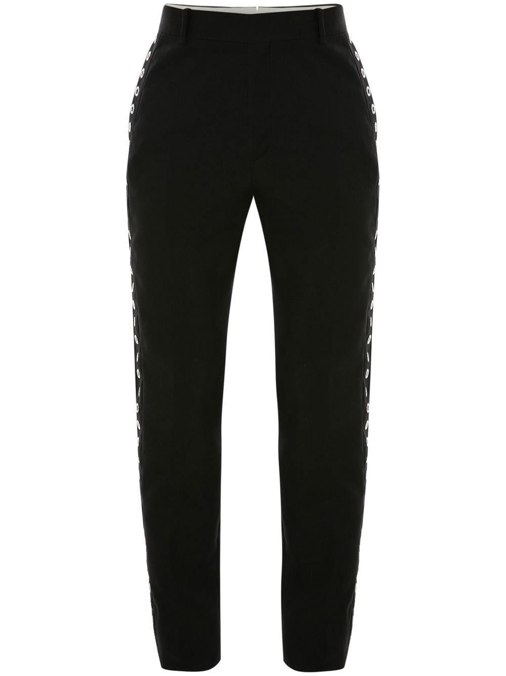 ALEXANDER MCQUEEN Eyelet Cigarette Trousers for Men - Black Wool Blend, SS23