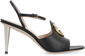 GUCCI Black Leather Stiletto Heel Sandals for Women