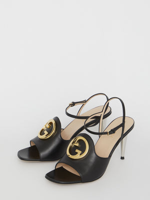 GUCCI Black Leather Stiletto Heel Sandals for Women