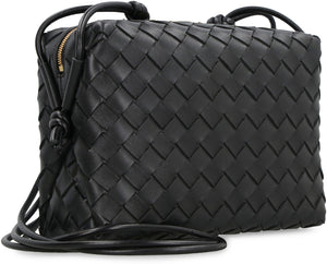 BOTTEGA VENETA Black Lambskin Intrecciato Mini Camera Bag with Adjustable Knotted Strap, 15.5x22x9 cm