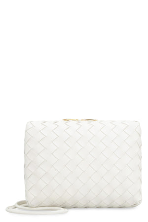 BOTTEGA VENETA Mini Loop Intrecciato Leather Camera Bag with Gold-Tone Accents, White