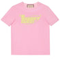 GUCCI Women's Pink Cotton T-Shirt with Ribbed Collar - SS24 Collection