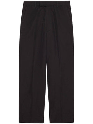 GUCCI Black Poplin Cotton Trousers for Men - Spring/Summer 2023