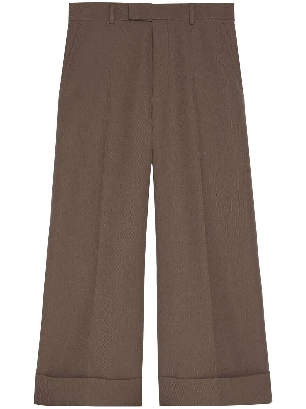 GUCCI Men's Textured Gabardine Cropped Trousers in Beige for SS23