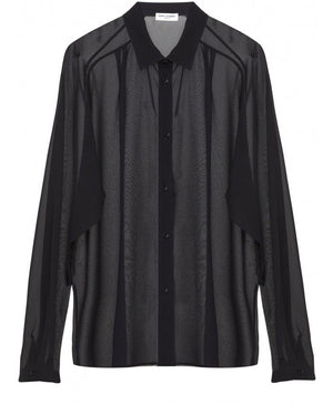 SAINT LAURENT Effortlessly Chic Black Silk Shirt for Men