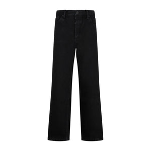 BALENCIAGA SS24 Women's Black Cotton Ankle Cut Jeans