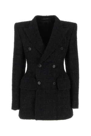 BALENCIAGA Black Cross Buttoned Women's Coat for FW23