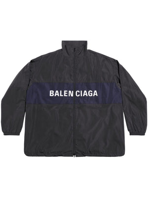 BALENCIAGA Lightweight Black Nylon Jacket with Logo for Men