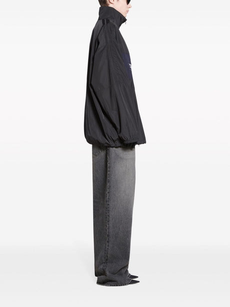 Áo khoác nhẹ chất liệu Nylon đen với in logo cho nam giới