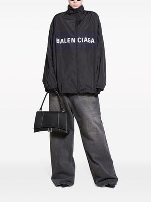 BALENCIAGA Lightweight Black Nylon Jacket with Logo for Men