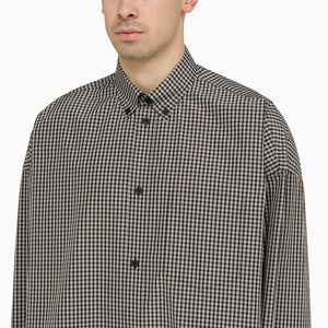 BALENCIAGA Checkered Cotton Oversized Shirt with Logo for Men