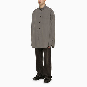 BALENCIAGA Checkered Cotton Oversized Shirt with Logo for Men