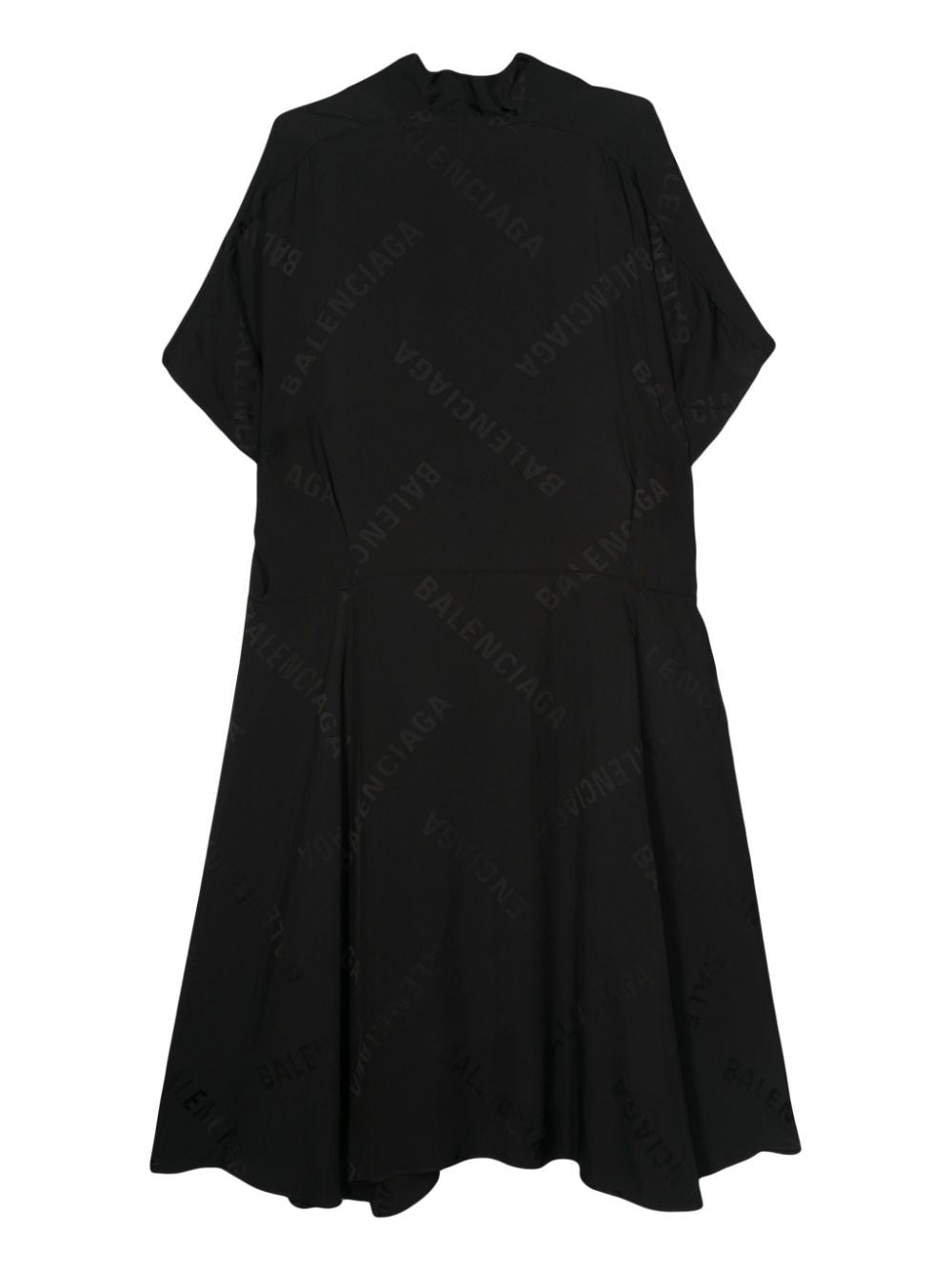 BALENCIAGA Oversized Flowing V-Neck Dress with Asymmetrical Bottom