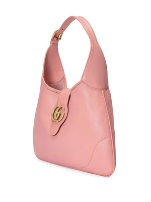 GUCCI Aphrodite Pink Raffia Medium Shoulder Handbag with Suede Leather Top Handle - 39.5cm x 38.5cm x 2.5cm