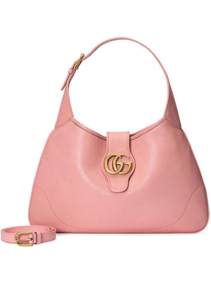 GUCCI Aphrodite Pink Raffia Medium Shoulder Handbag with Suede Leather Top Handle - 39.5cm x 38.5cm x 2.5cm