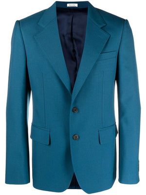 ALEXANDER MCQUEEN Men's Sustainable Blue Wool Blend Jacket for SS23