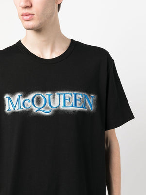 ALEXANDER MCQUEEN Men's Black/Mix Sprayed Logo T-Shirt for SS23