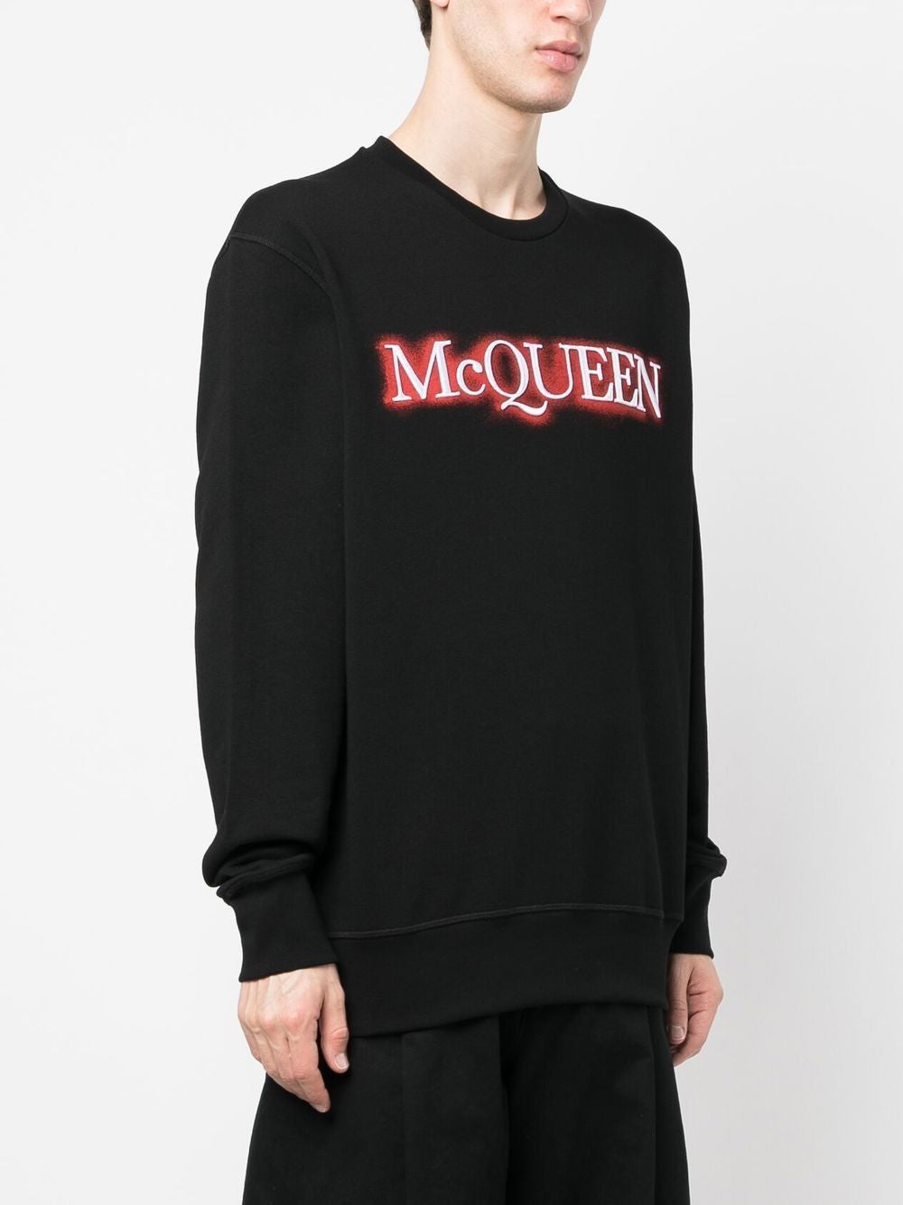 ALEXANDER MCQUEEN Modern Men's Designer Black and Mix Spray Sweatshirt - SS23 Collection