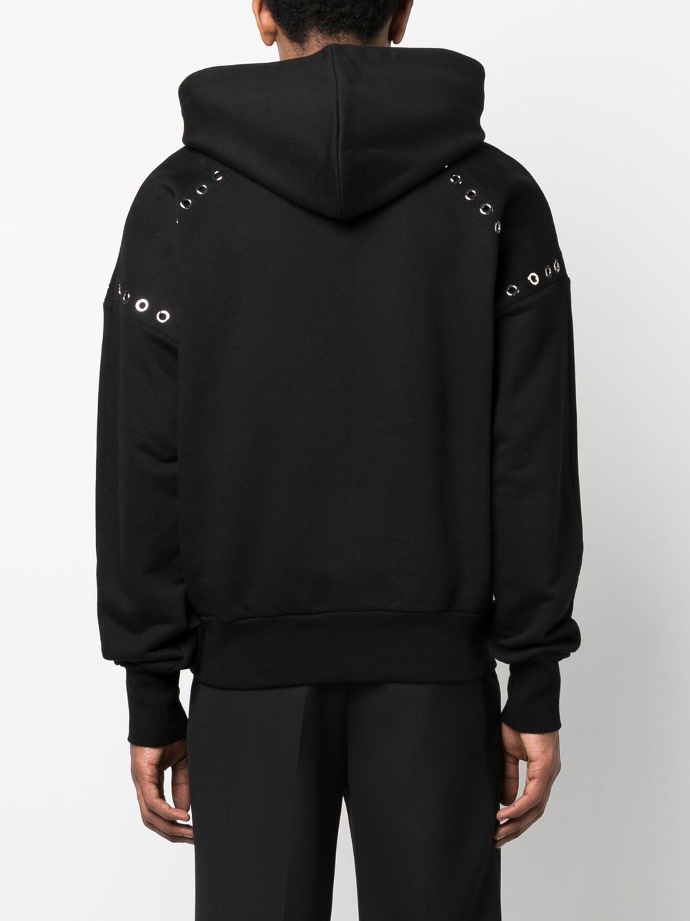 ALEXANDER MCQUEEN Black Eyelet Hoodie for Men - SS23