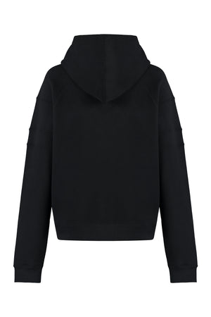 SAINT LAURENT Cotton Hoodie for Women with Ribbed Cuffs and Lower Edge