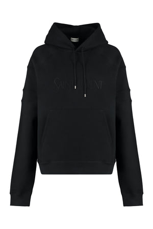 SAINT LAURENT Cotton Hoodie for Women with Ribbed Cuffs and Lower Edge