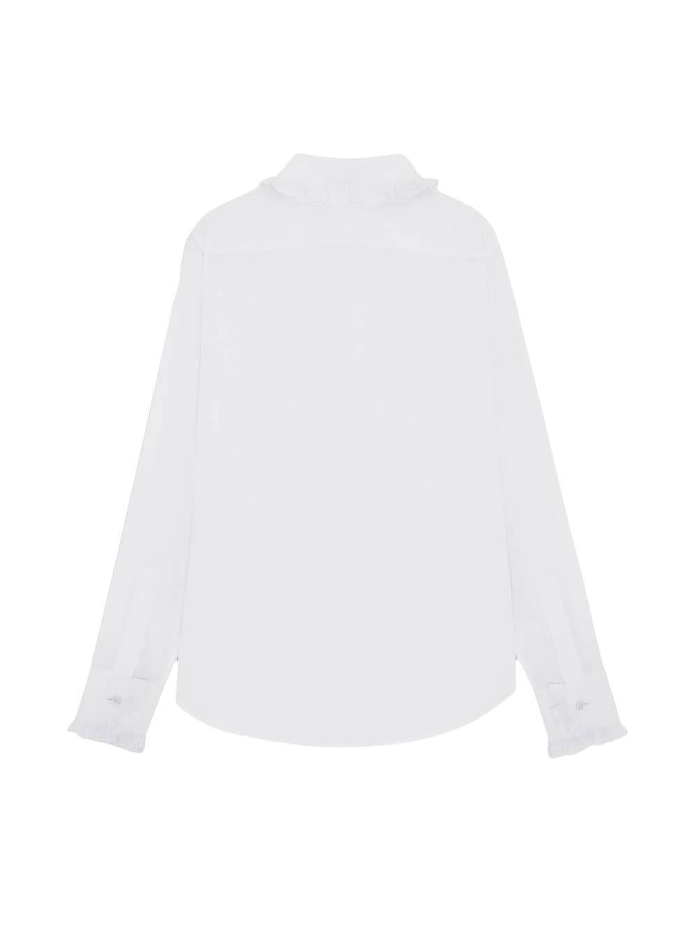 SAINT LAURENT Ruffled Cotton Poplin Shirt for Women - White (SS23)