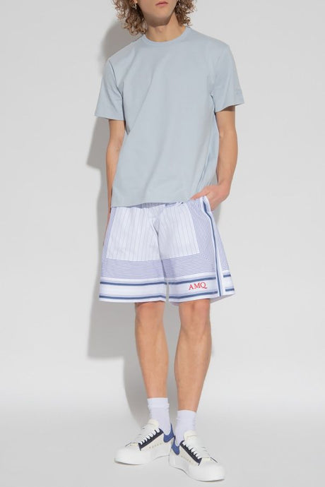 ALEXANDER MCQUEEN White Elasticated Shorts for Men - SS23 Collection