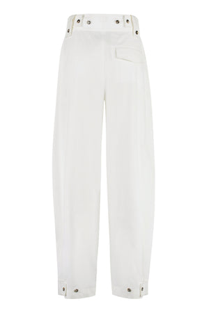 BOTTEGA VENETA White High-Waist Tapered-Fit Trousers for Women