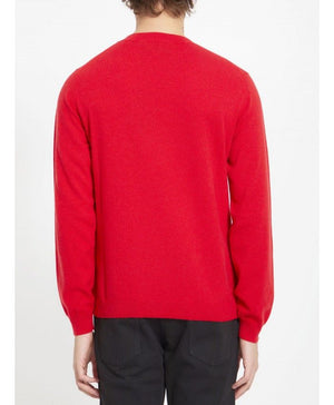 GUCCI Red Cashmere Jumper with Horsebit Embroidery