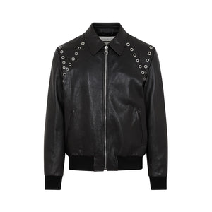 ALEXANDER MCQUEEN Men's Black Lamb Leather Jacket - SS23 Collection