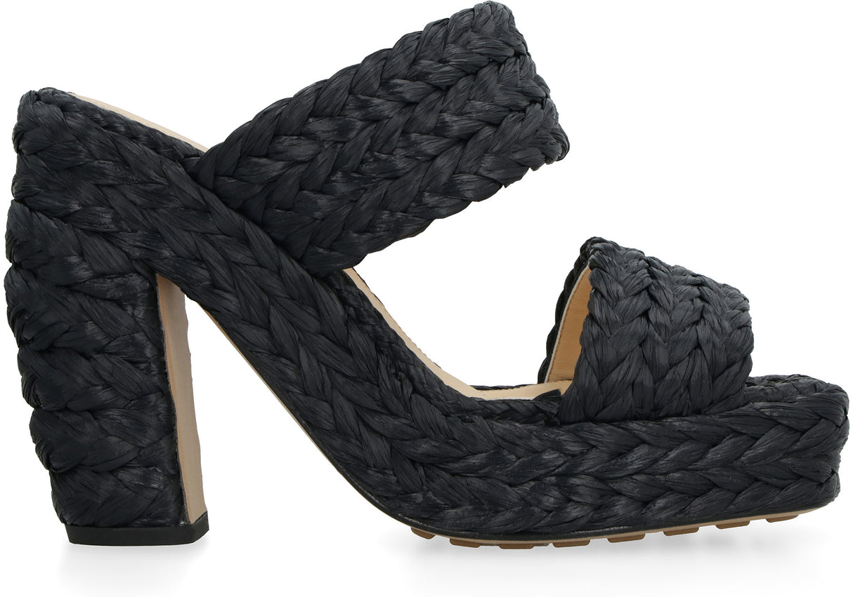 BOTTEGA VENETA Dép Platform Raffia kiểu dáng cao gót 12cm