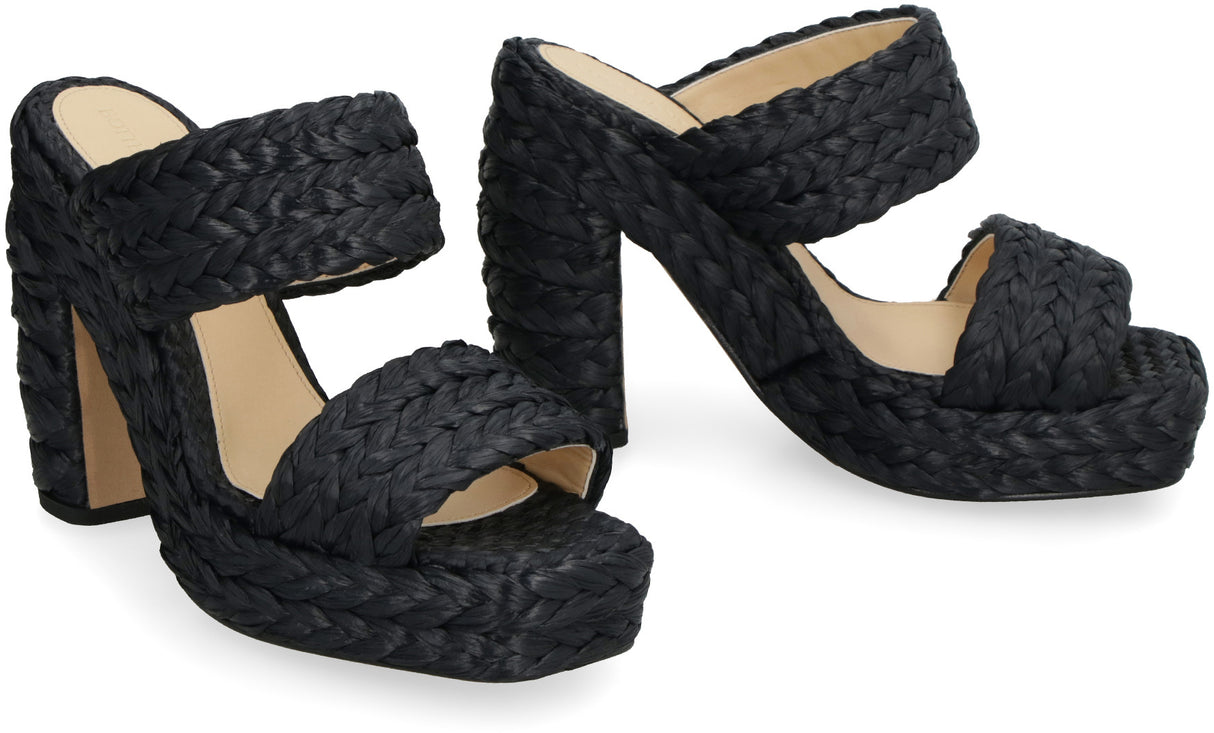 BOTTEGA VENETA Raffia Block Heel Flat Sandals