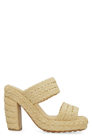 BOTTEGA VENETA Raffia Platform Sandals with 12cm Heel Height for Women