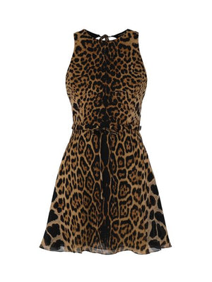 SAINT LAURENT Luxurious Halterneck Leopard Raffia Dress for Women